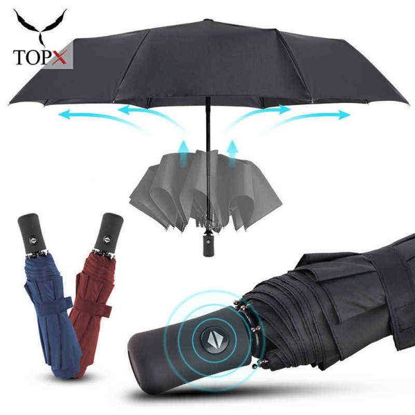 Portátil Totalmente Automático 3 Plegable Pequeño Paraguas Mujer Hombre Fuerte A Prueba de Viento Mini Lluvia Mujeres Regalo Ligero J220722