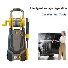 Herramientas portátiles de lavado de autos completamente automáticas Regulación de voltaje inteligente Máquina de limpieza de autos Artefacto de limpieza de pistola de agua de alta presión para el hogar portátil de 220 V