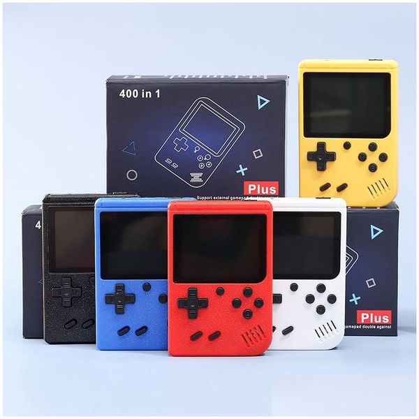 Joueurs de jeux portables 400In1 Console vidéo portable Design rétro 8 bits avec écran LCD couleur 3 pouces et 400 jeux classiques Prend en charge deux Av Out Dhsbj