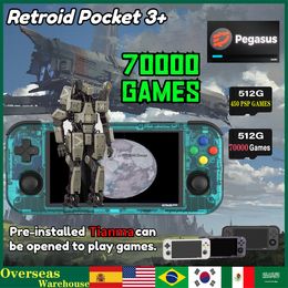 Lecteurs de jeux portables 512G Retroid Pocket 3RP3 Plus Console de jeu rétro portable Android11 4,7 pouces 4g128GB 4500mAh T618 Player Built-in70000Game 230715