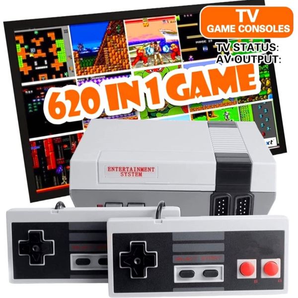 Mini console de jeu Consoles de jeux vidéo 620 jeux intégrés avec deux contrôleurs NES Console de jeu portable Édition système classique Plug and Play pour enfants adultes