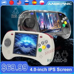 Joueurs de jeux portables Anbernic RG ARC-S ARC-D Console de jeu portable 4 pouces IPS Android 11 Linux Rétro Lecteur vidéo Support Poignée filaire WIFI Bluetooth 231128