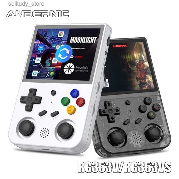 Joueurs de jeux portables Anbernic RG353V 3,5 pouces 640 * 480 Lecteur de jeu portable intégré 20 Simulateur Rétro Jeu Poignée filaire Android Linux OS RG353VS Q240326