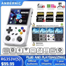 Joueurs de jeux portables ANBERNIC RG353V RG353VS Jeux rétro RK3566 3.5INCH 640 * 480 Console de jeu portable Émulateur LINUX Cadeaux pour enfants Q240326