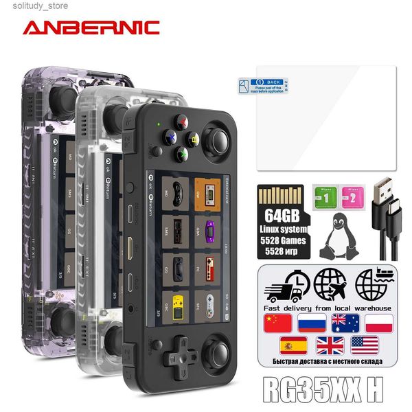 Reproductores de juegos portátiles ANBERNIC RG35XX H Consolas portátiles para jugar videojuegos 3.5 pulgadas I 640 * 480 Pantalla Retro Game Player 3300 mAh Batería Q240326