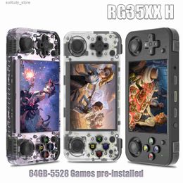 Joueurs de jeux portables Anbernic RG35XX H Console de jeu portable rétro Écran I de 3,5 pouces avec batterie intégrée de 3300 mAh Carte TF 64G pré-installée 5528 jeux Q240326