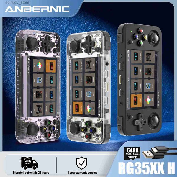 Joueurs de jeux portables Anbernic RG35XX H Console de jeu portable rétro Sortie TV compatible HDMI 3,5 pouces I Screen Système Linux 64G 5500+ Jeu Plug Play Q240326