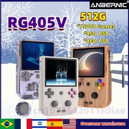 Joueurs de jeux portables Anbernic RG405V Android 12 Console de poche 4 pouces IPS écran tactile Tiger T618 64bit Player 512G PSP PS2Game 231120