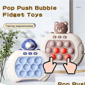 Draagbare spelspelers Elektronische Quick Push Pop Handheld Console Druk op Fidget Speelgoed Bubble Light Up Pushit Gift Kids Adts Verjaardag Dr D Dh39J