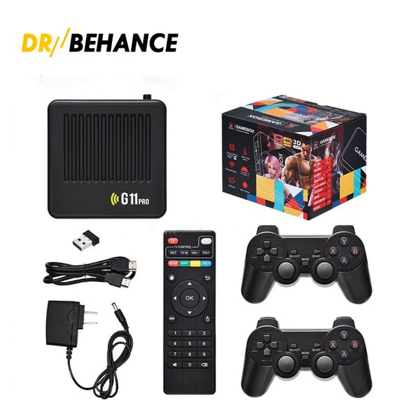 Lecteurs de jeux portables G11 Pro Game Box Console de jeu vidéo 256G Construit en 60000 jeux rétro 2.4G Gamepad sans fil 4pcs 4K HD TV Game Stick pour PS1 / GBA