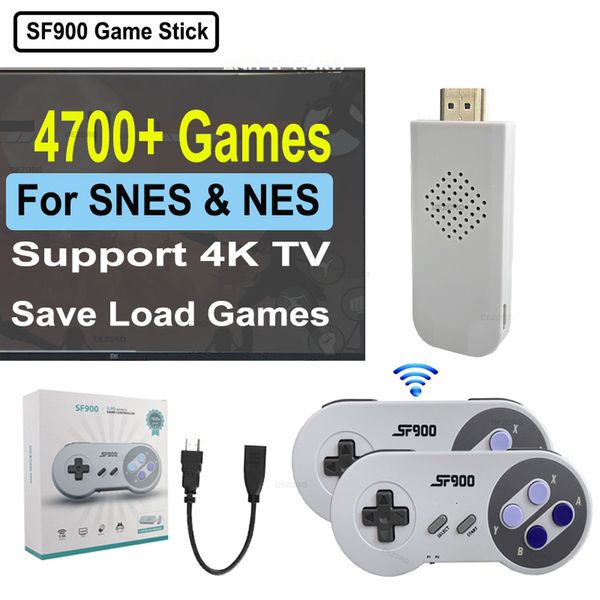 Reproductores de juegos portátiles Game Stick Consola de videojuegos retro SF900 Incorporado 1500 2900 4700 Controlador inalámbrico de juegos clásicos Juegos de 16 bits para Snes Nes 230715