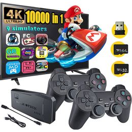 Reproductores de juegos portátiles Consola de video HD 64G Caja de juegos 10000 incorporada 2.4G Controlador inalámbrico doble Retro Handheld s Stick para PS1 / GBA TV 221104