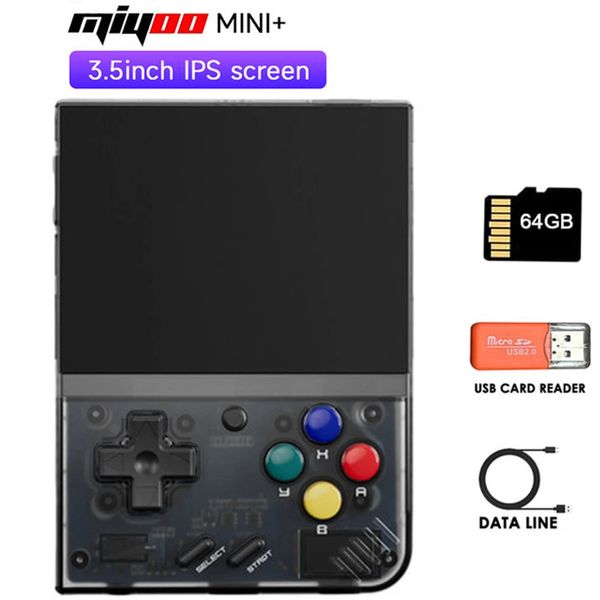 Reproductores de juegos portátiles Miyoo Mini Plus Consola de juegos portátil portátil 3.5 pulgadas IPS 640 * 480 Pantalla 64G 3000mAh Batería WiFi Regalo para niños Reproductores de video 231114