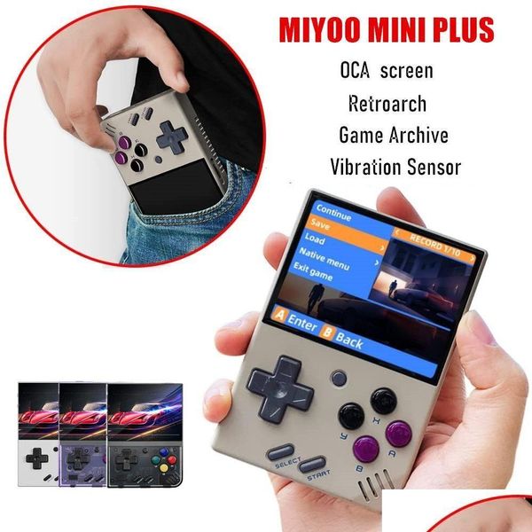 Joueurs de jeux portables Miyoo Mini Plus Retro Console vidéo de poche Système Linux Classic Gaming Emator 3,5 pouces IPS HD Sn Jeux V2 Drop Dh8DL