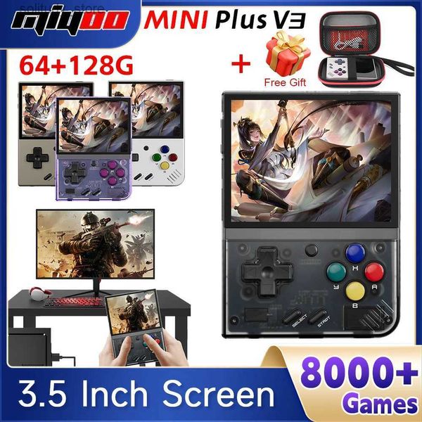 Joueurs de jeux portables Miyoo Mini Plus V3 Console de jeu portable rétro 3,5 pouces I écran HD 3000mAh WiFi 16000 jeux système Linux lecteur vidéo portable Q240326