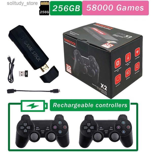 Joueurs de jeux portables Nouvelle console de jeu vidéo haute définition GD10 X2 Pro 4K avec contrôleur sans fil à double charge 2.4G jeux adaptés Q240326