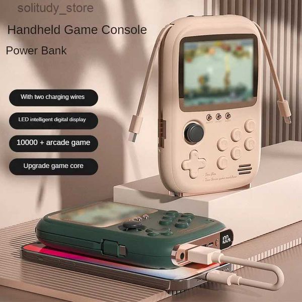 Reproductores de juegos portátiles Nuevo Mini juego Power Bank Consola de juegos portátil retro portátil Capacidad de 6000 mAh Pantalla en color de luz suave de 3,2 pulgadas 10000+juegos Q240326