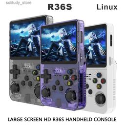 Joueurs de jeu portable Nouveaux R36S Retro Handheld Video Game Console System Linux 3,5 pouces I Mini lecteur vidéo 256 Go Classic Game Simulator Q240326