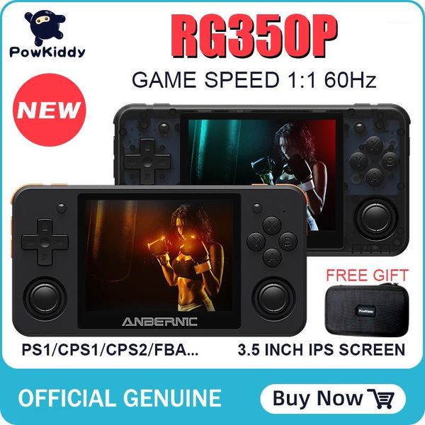 Joueurs de jeux portables Powkiddy RG350P Console de poche Jeux 3D Coque en plastique Système Open Source 3,5 pouces IPS Scherm Retro PS1 Arcad1