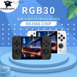 Reproductores de juegos portátiles POWKIDDY RGB30 bolsillo retro 720 * 720 Pantalla I de 4 pulgadas con WIFI incorporado RK3566 consola de juegos portátil de código abierto como regalo para niños Q240326