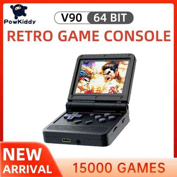 Reproductores de juegos portátiles Powkiddy V90 Flip Pocket Video Consola de juegos portátil Sistema abierto 16 Simuladores PS1 Reproductor de juegos retro Gamebox Consolas de juegos T220916