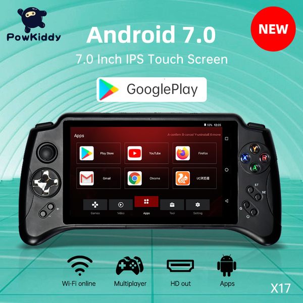 Joueurs de jeux portables POWKIDDY X17 Android 7 0 Console portable 7 pouces IPS Écran tactile MTK 8163 Quad Core 2G RAM 32G ROM Retro 230731