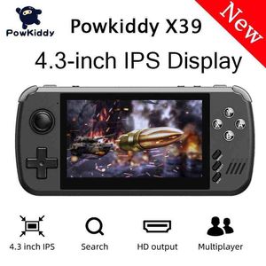 Joueurs de jeux portables POWKIDDY X39 4,3 pouces IPS Écran Console de jeu vidéo de poche X39 Retro Game PS1 Support Contrôleurs filaires Cadeaux pour enfants 2022 T220916