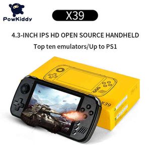 Portable Game Players Powkiddy X39 4.3inch IPS -scherm Open Source Retro Handheld Game Players Quad Core PS1 Support Wired Controllers Game Consoles T220919