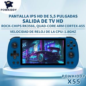 Draagbare Game Spelers POWKIDDY X55 5 5 INCH 1280 720 IPS Scherm RK3566 Handheld Console Open Source Retro kinderen geschenken 230731