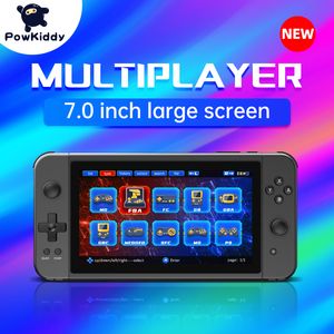 Reproductores de juegos portátiles POWKIDDY X70 Consola portátil Pantalla HD de 7 pulgadas Retro Regalos para niños Soporte para juegos de dos jugadores 230731