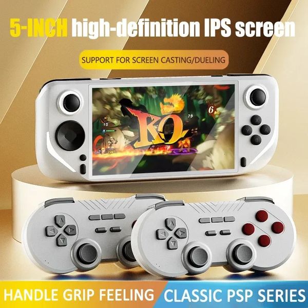 Joueurs de jeux portables Pré-vente E6 Console de poche 5 pouces IPS Plein écran 60 Hz Haute Brosse Esports PSP Système Android N64 231128