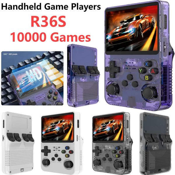 Joueurs de jeux portables R36S Console de jeu vidéo rétro portable 3,5 pouces Lecteur d'écran IPS Lecteur vidéo de poche pour enfants 64 Go 10000 Système de jeux Linux 231114