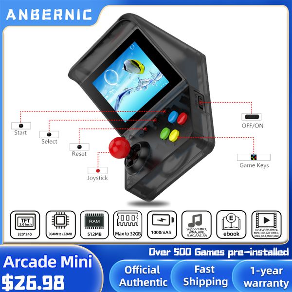 Reproductores de juegos portátiles Retro Portátil Mini control de mano Arcade Game Console 32Bit 520 Juegos Video Handheld Game Player Joystick Kid Gift 230718