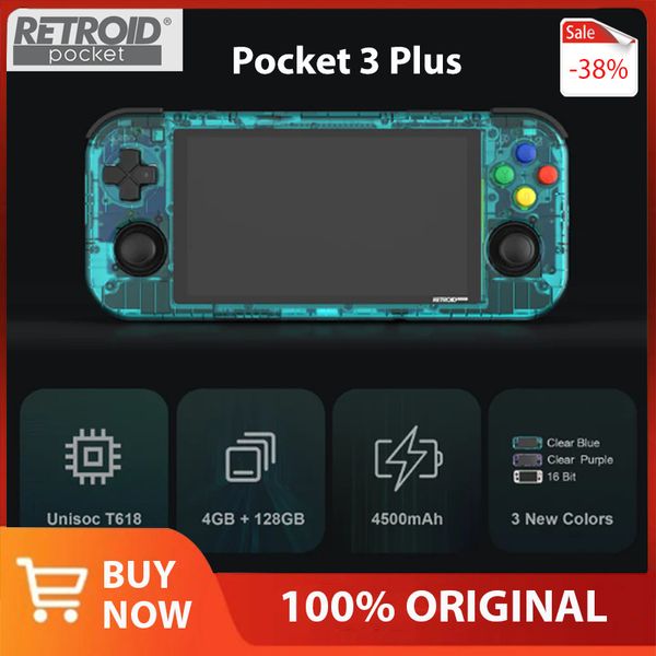 Joueurs de jeux portables Retroid Pocket 3 Plus 4,7 pouces Console de jeu portable 4G128G Android 11 Écran tactile Portable 2.4G/5G Wifi 4500mAh 618 DDR4 Cadeaux 230824