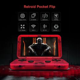Joueurs de jeux portables Retroid Pocket Flip 4,7 pouces Écran tactile Lecteur de jeu portable 4G128G Wifi Android 11 Console de jeu vidéo 5000mAh Refroidissement actif 230824