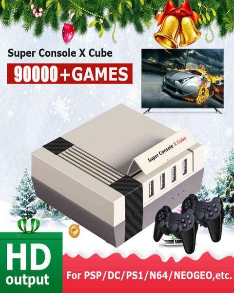 Reproductores de juegos portátiles Super Console X Cube para PSPPS1N64DCNES Juegos clásicos Consola de videojuegos retro Incorporado 90000 juegos Wire2014875