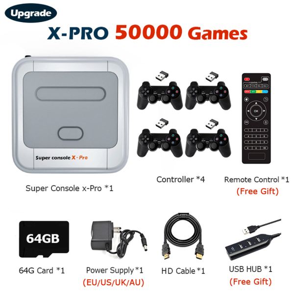 Reproductores de juegos portátiles Super Console X Pro Retro Video TV Box HD Wifi Salida Sistema dual incorporado 50000 s aplicable a PS 221104