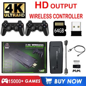 Joueurs de jeux portables Console de jeux vidéo 4K HD 2.4G Double contrôleur sans fil Jeux Stick 30000 Jeux Console de jeux TV rétro classique pour PS1/FC/GBA 230715