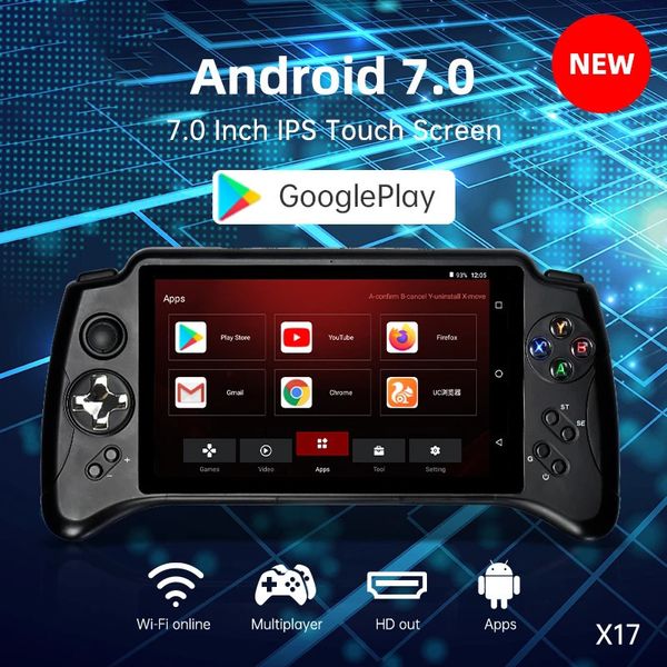 Joueurs de jeux portables X17 Konsol Permainan 5000mAh Android Game 7 Inci PSP Rocker Arcade Layar Besar Sentuh Hadiah Rumah Rétro nostalgie 230905