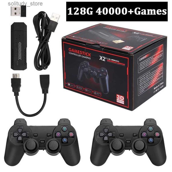 Joueurs de jeux portables X2 Plus 128G 40000 Gaming GD10 Pro 4K Gaming Stick 3D HD Rétro Console de jeu vidéo Contrôleur sans fil TV 50 Simulateur pour 1 / N64 / DC Q240326