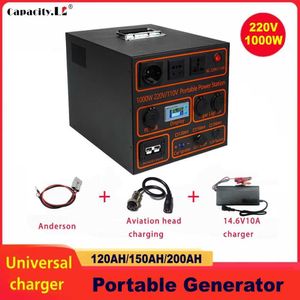 Portable Generator 12V 200AH LIFEPO4 Batterij 150AH120AH Batterijpakket Zonne -oplaadbare omvormer 220V1000W Outdoor RV Motor