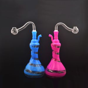 Pipe à eau en verre portable Bongs matrice en ligne perc Dab Rig mini tabac tuyaux à main barboteur narguilés avec tuyau et tuyau de brûleur à mazout en verre mâle