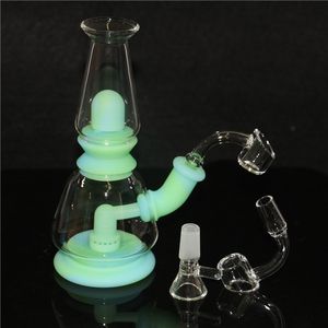 Draagbare Glow in Dark Silicone Hookah Bongs Silicon Oil DAB Rigs Pijpen met Clear 4mm 14mm Mannelijke Quartz Nails