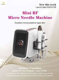 Microcristal RF doré Portable 2 en 1, soins de la peau, Micro aiguille, Lifting du visage, élimination de l'acné, Machine Laser