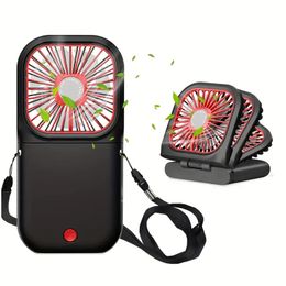 Ventilador Halter portátil Ventilador de carga USB plegable de mano silencioso, para viajes al aire libre en la oficina en el hogar, 3000 mAh se puede usar como banco de energía