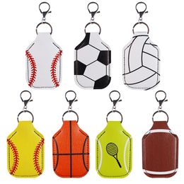 Portable Hand Sanitizer Cover Keychain Football Basketball Basball Ball Leather Keychain Bag Pendant