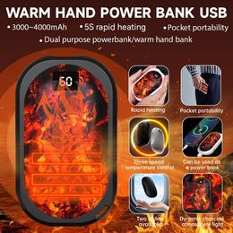 Chauffe-mains portable Power Bank Chauffage électrique rechargeable USB 3 vitesses réglable haute capacité Chauffage d'hiver Cadeau chaud 240105