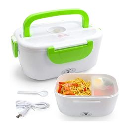 Boîte à déjeuner électrique chauffée Portable 12 V-24 V 110 V 220 V boîtes à Bento chauffe-aliments cuiseur à riz récipient plus chaud ensemble de vaisselle 240103