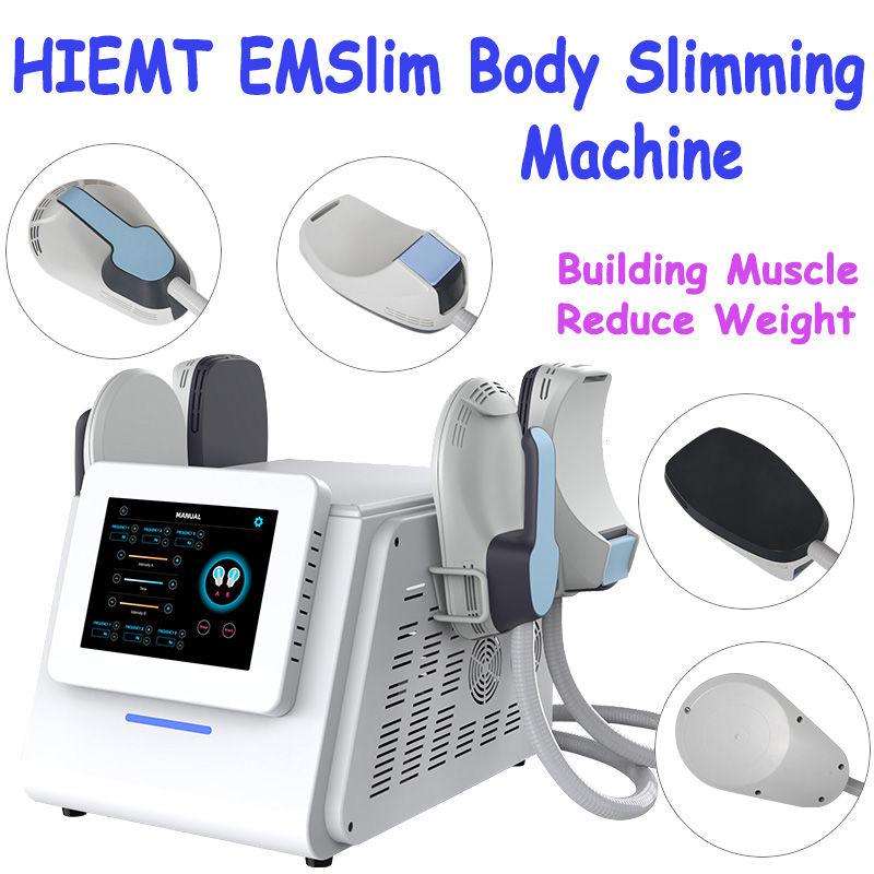 Sistema portátil HIEMT Reducción de grasa Eliminación de celulitis EMS EMslim Construir músculo Tonificación de glúteos Máquina de contorno corporal 4 manijas
