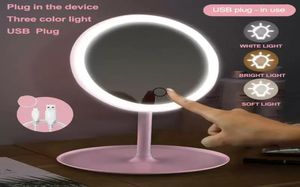 Miroir de vanité de miroir de maquillage mené par haute définition portative avec des lumières de LED touchent le miroir cosmétique de bureau de LED de gradateur d'écran rotation de 90 degrés BES1211451817